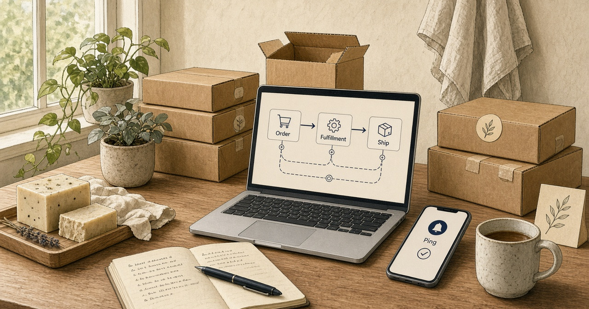 Featured illustration for Android SMS Gateway Scenario 1873: Ecommerce webhooks in practice