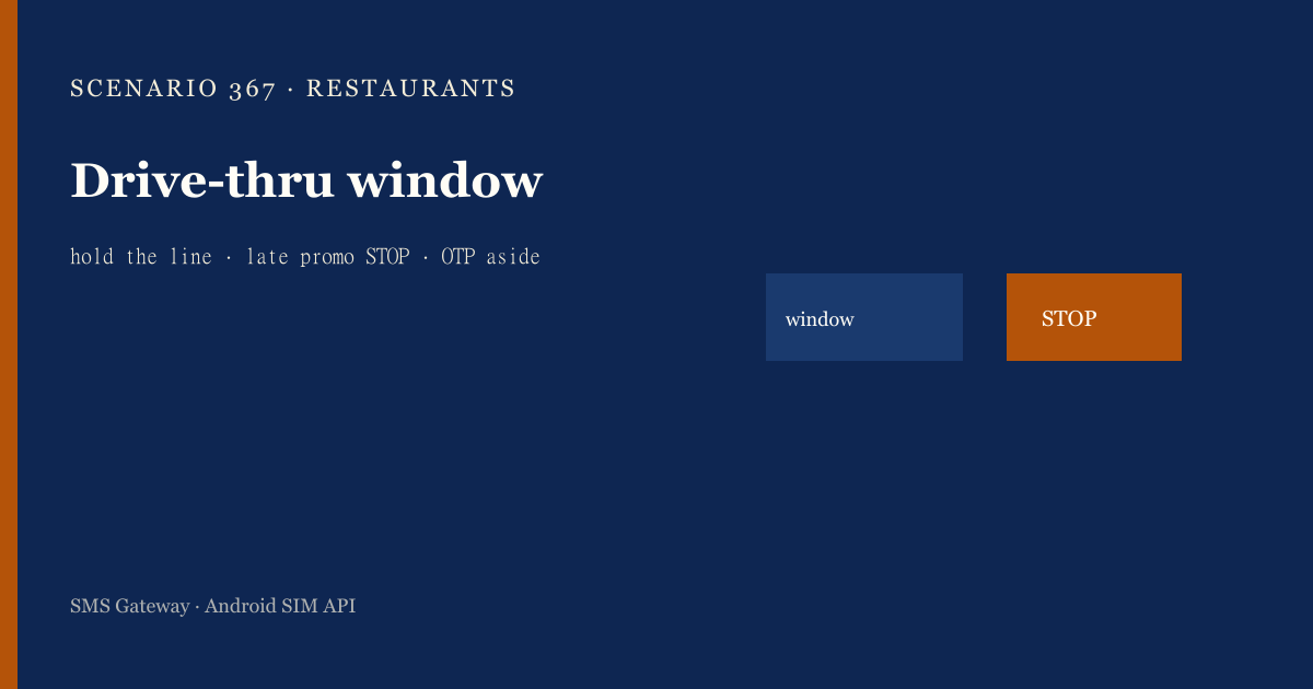 Featured illustration for Android SMS Gateway Scenario 367: Restaurants auto-reply and STOP in practice