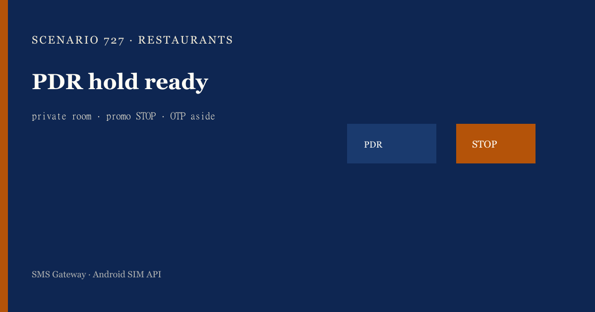 Featured illustration for Android SMS Gateway Scenario 727: Restaurants auto-reply and STOP in practice