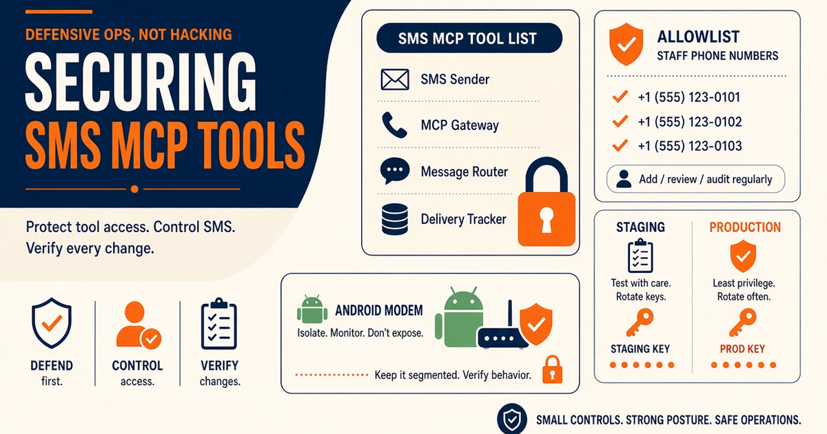 Featured illustration for MCP Server for Android SMS Gateway: Securing SMS MCP tools — failure modes