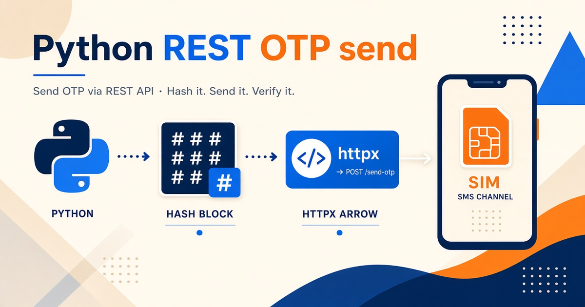 Featured illustration for Python: Send OTP with an Android SMS Gateway API