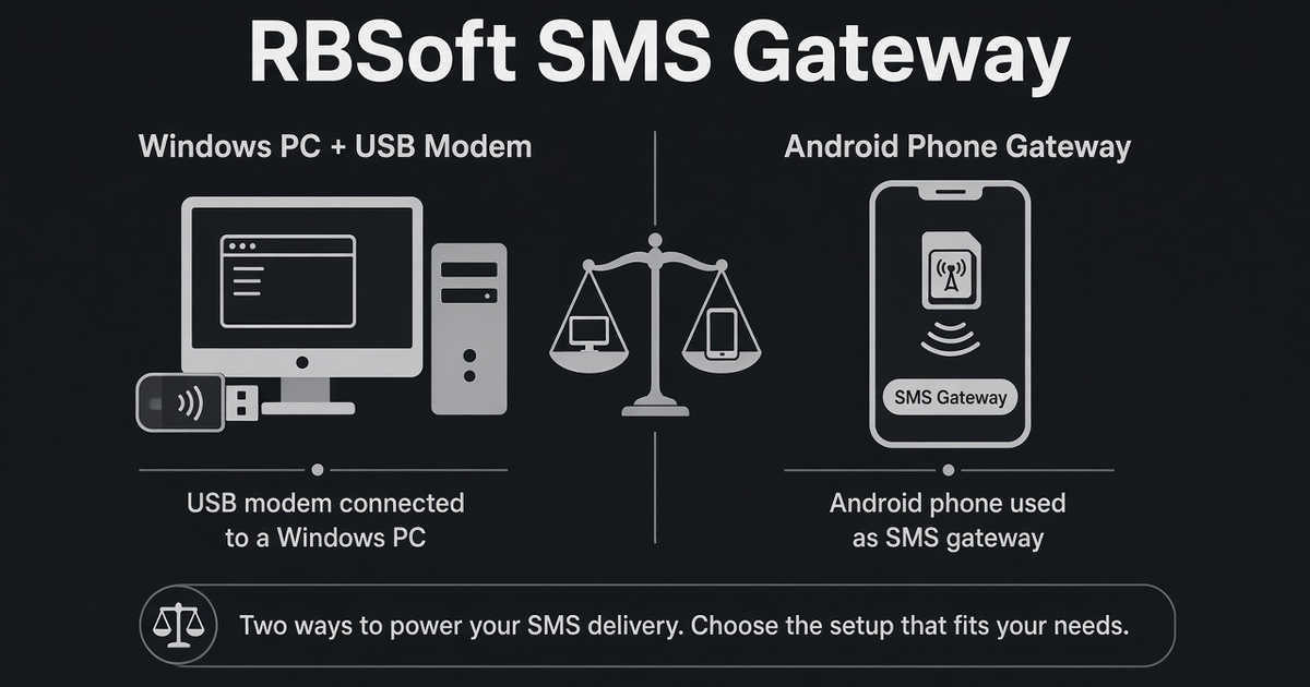 Featured illustration for RBSoft SMS Gateway and Ozeki Alternatives: Choosing an Android SIM Path