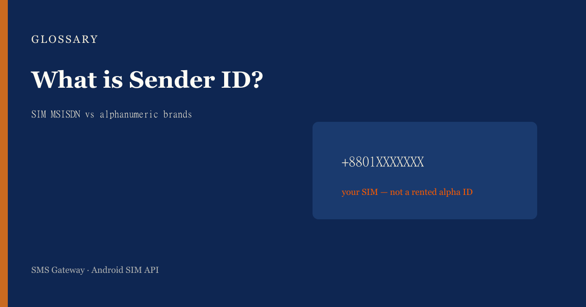 Featured illustration for What Is sender ID? Android SMS Gateway Context